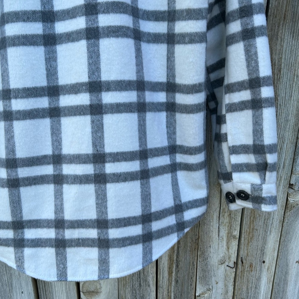 NWT Thread & Supply Plaid Shirt Jacket Grey White XS - Picture 13 of 16